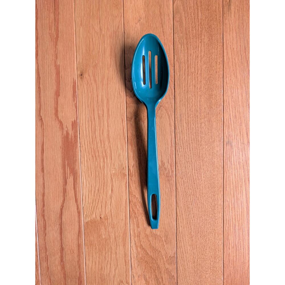 Vintage Tailor Made Products Green 3 Slotted Serving Spoon Cooking Utensil USA